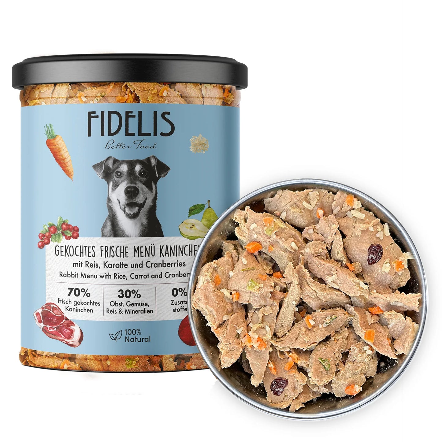 Fidelis Dampkokt Hundefôr - Kanin