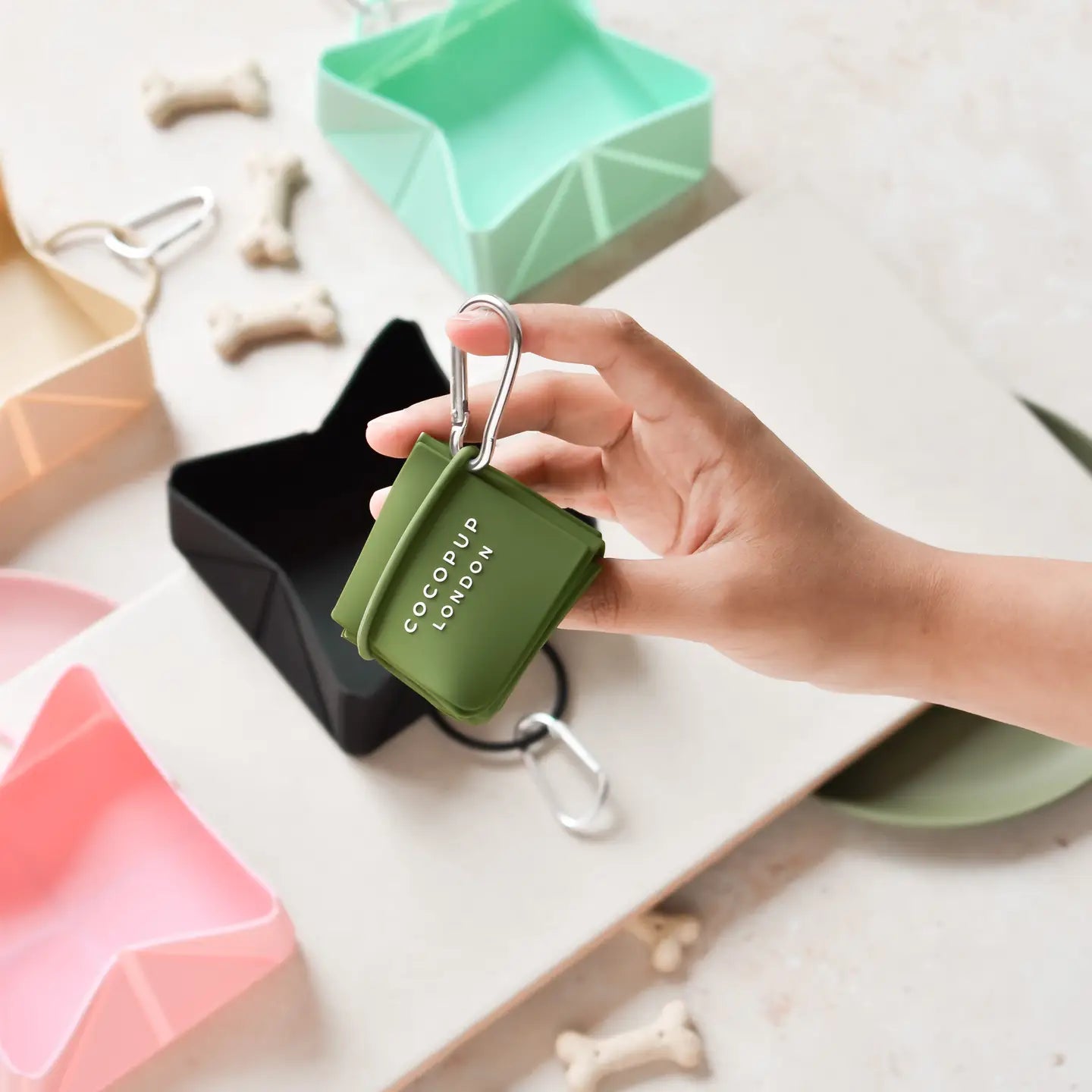 CocoPup Sammenleggbar Reiseskål - Grønn